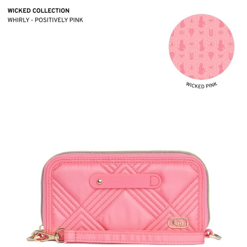 Wicked x Lug Whirly RFID Wristlet Wallet Positively Pink NWOT
